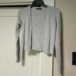 Brandy Melville Heather Gray cropped ribbed cotton button down cardigan.